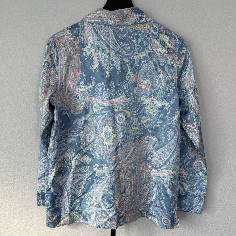 Lauren Ralph Lauren NWT Satin Paisley Pajama Top Long Sleeve Sleepwear Size S - Picture 4 of 8
